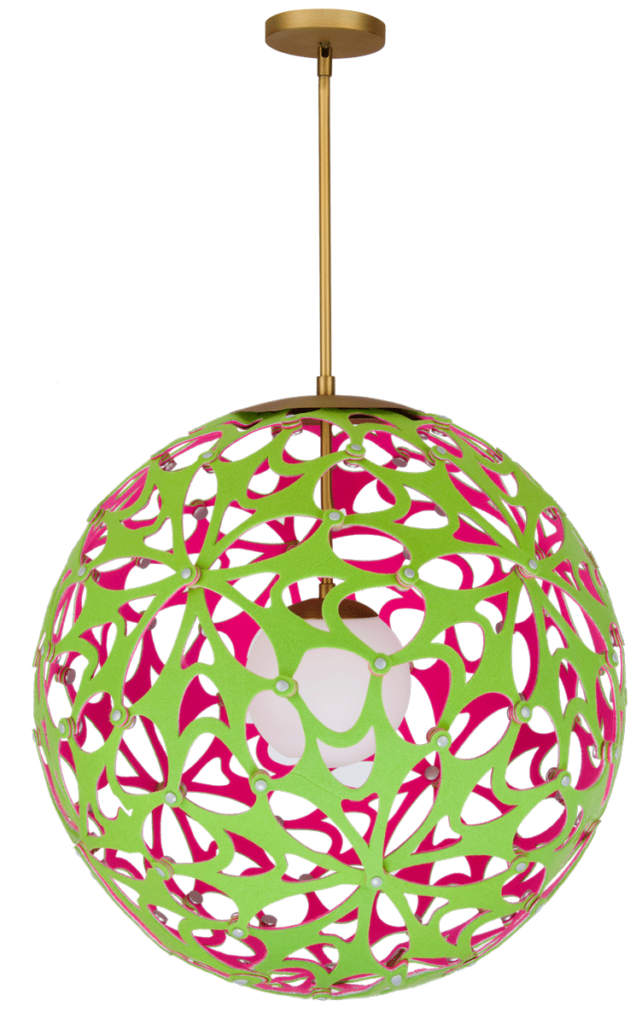 Modern Forms Groovy light fixture in Green & Pink