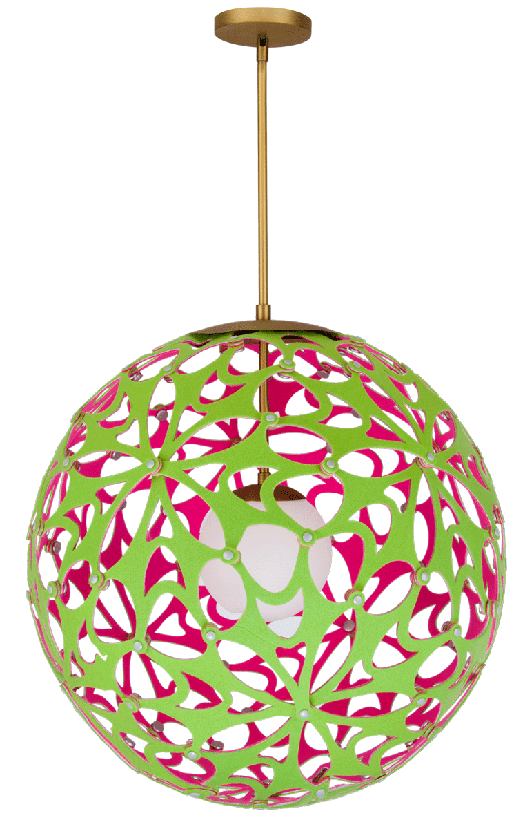 Modern Forms Groovy light fixture in Green & Pink