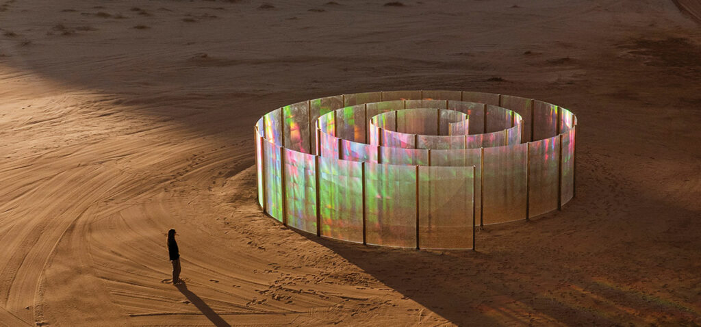 a spiral installation in the desert