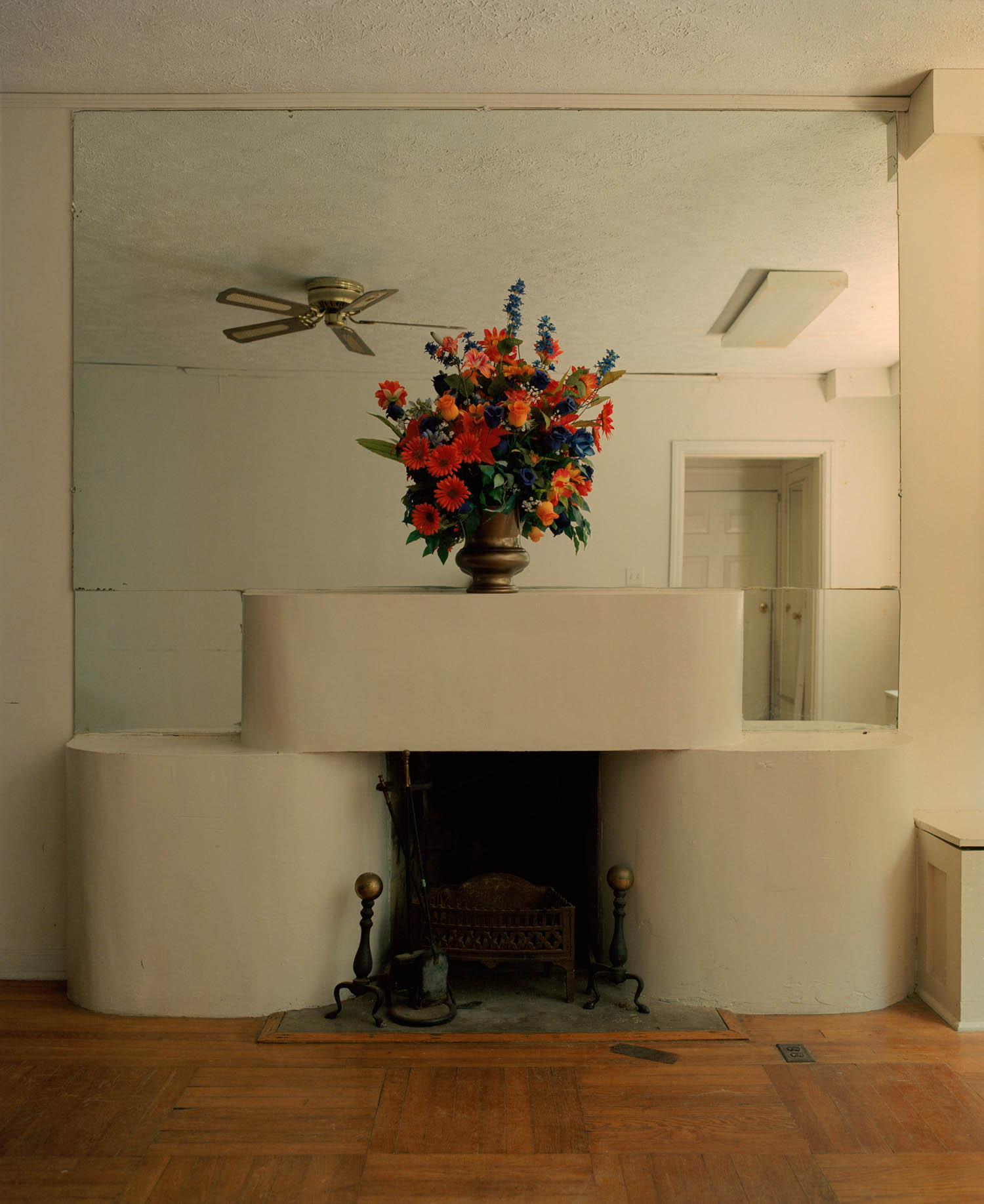 interior shot of home with red flowers