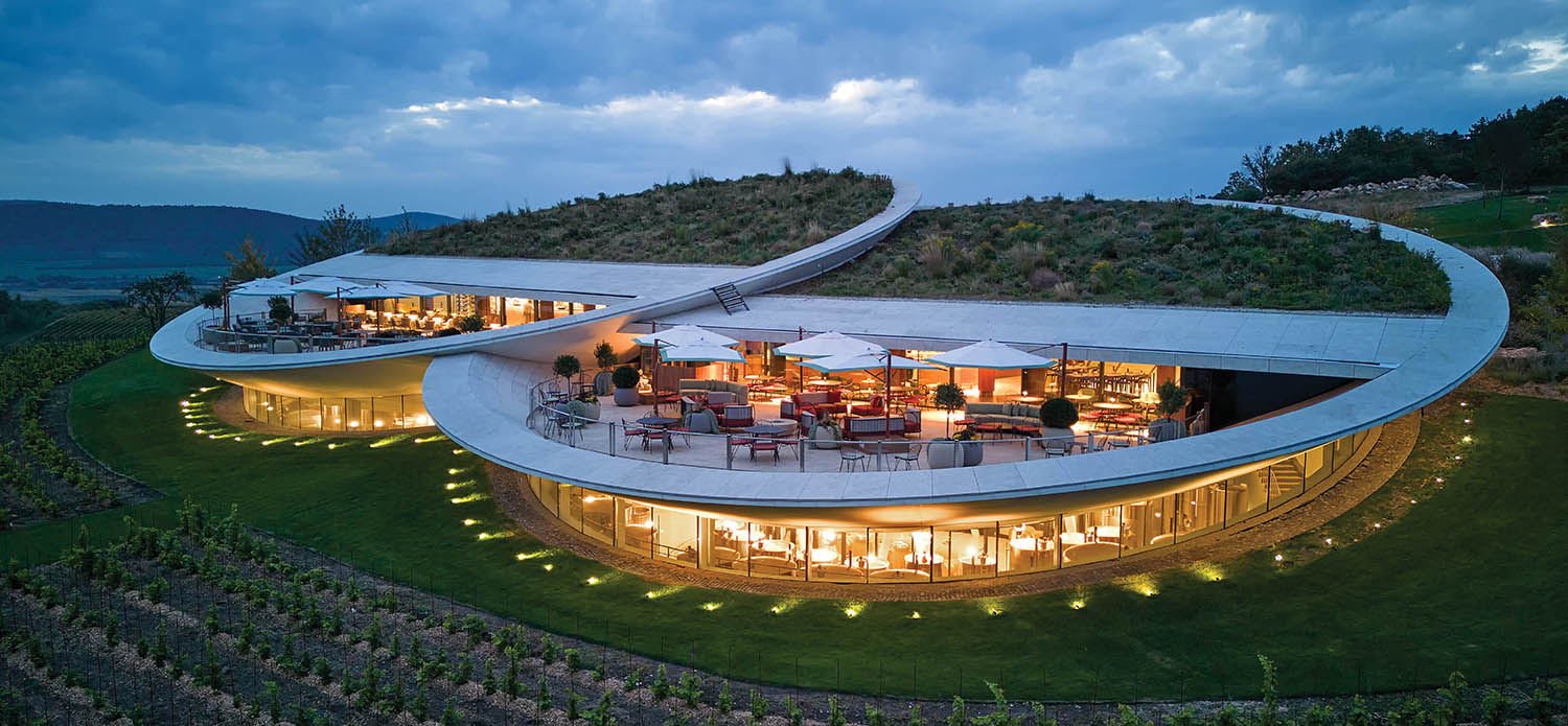 A house with a curved roof